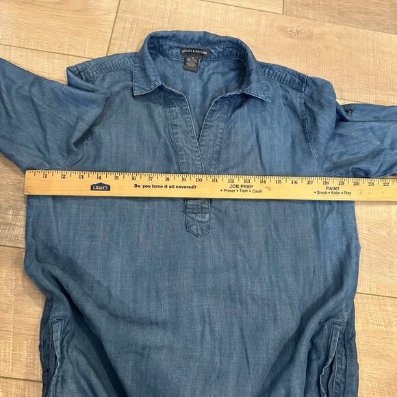 CHELSEA & THEODORE WOMENS BLUE DENIM DRESS MEDIUM - Picture 3 of 6